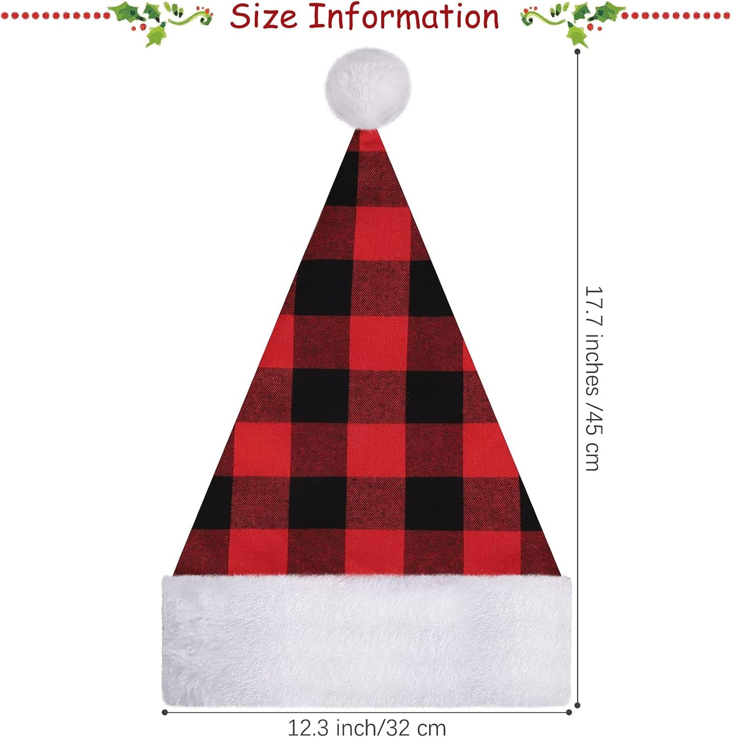 4 Pack Christmas Plaid Hats Snowflake Santa Hat Bulk Funny Christmas Hats for Adults Christmas Party Favors Hats